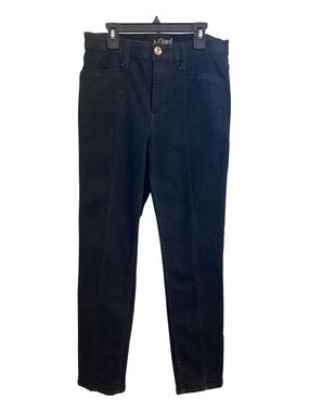 MarlaWynne Denim Jean Straight Leg Seamed Black Size 6 Stretch Classic